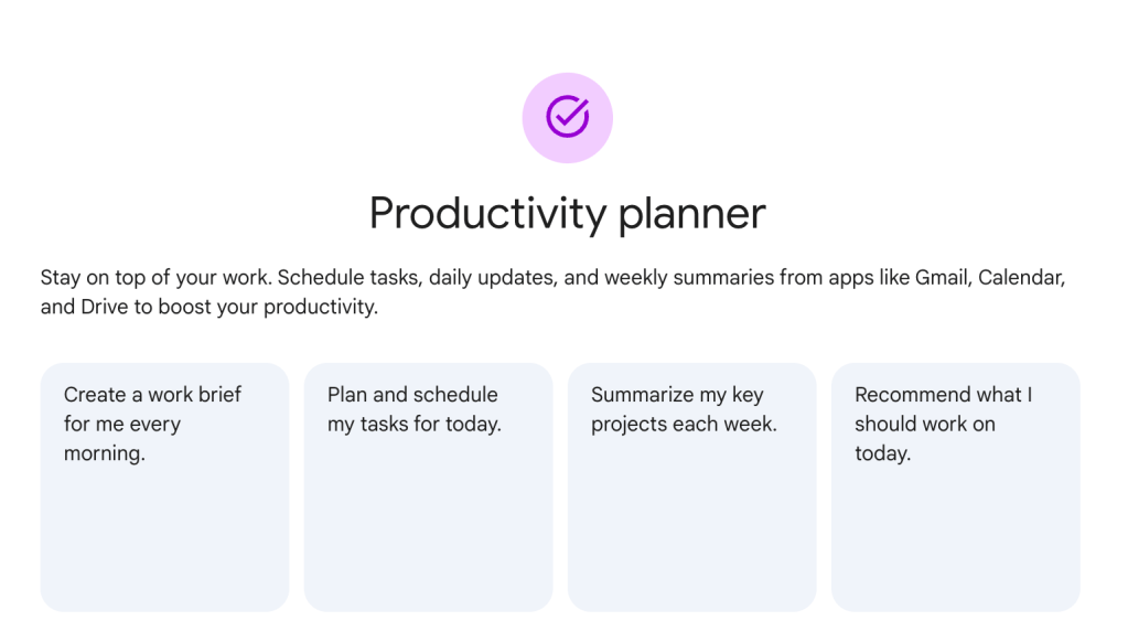 screen shot of the productivity planner Gem that I worked on
